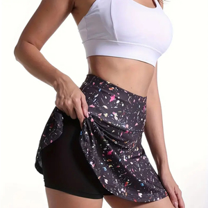 Jupe plissée imprimée taille haute pour femme avec poches, tenue de sport, mini-jupe d'été en spandex et polyester - Product Image 3