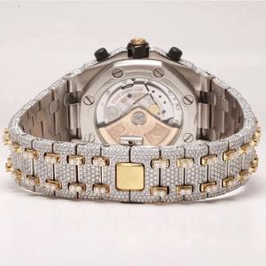 Durable Luxury Two Tone Moissanite <b>Watch</b> <b>for</b> <b>Men</b> High Quality Wristwatch Stainless Steel Rubber Strap Wholesale Price Iced <b>Watch</b> - Product Image 2