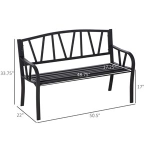 Divanetto da Giardino Ergonomico a 2 Posti in Metallo, Panchina Decorativa da Esterno con Schienale e Braccioli - Product Image 3