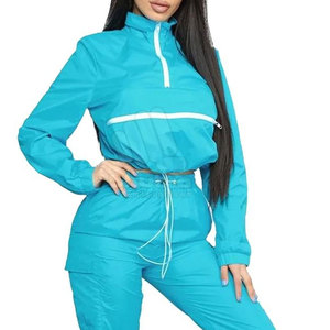 Ensemble de survêtement décontracté pour homme en polyester tricoté respirant, couleur unie, avec veste à col zippé turquoise et pantalon de jogging, idéal pour le printemps - Product Image 4