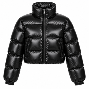 Blouson matelassé tendance pour femme, style urbain, avec empiècements en toile, imperméable, respirant, coupe-vent, à capuche, hiver, personnalisable, effet bulle - Product Image 5