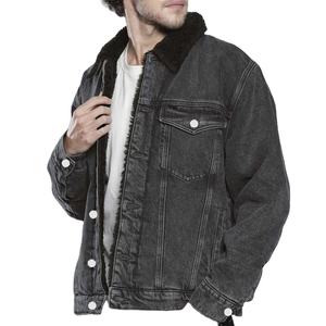 Veste en jean vintage brodée à boutons, couleur unie, pour homme, hiver-printemps, grande taille, personnalisable, respirante, streetwear - Product Image 1