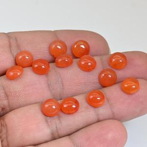 พลอยคาร์เนเลียนทรงกลมเจียระไนแบบเหลี่ยมคม ขนาด 3 มม. ถึง 30 มม. สีส้มแดง แบบคาโบชอง สำหรับทำเครื่องประดับ - Product Image 5