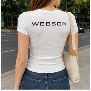 <b>Women's</b> <b>White</b> Crew Neck <b>Short</b> <b>Sleeve</b> T-<b>Shirt</b> Slim Fit Cotton Logo Print Casual Spring Summer Top wholesale rate breathable - Product Image 4