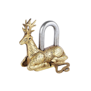 Cadenas en laiton fait main avec clés, style vintage décoratif, pour porte, armoire, portail, boîte, quincaillerie de sécurité domestique - Product Image 1