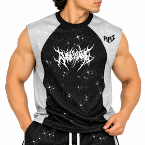 Ensemble de luxe imprimé strass sans manches, chemise et short, style gothique streetwear, tenue athlétique deux pièces, débardeur personnalisé OEM - Product Image 6