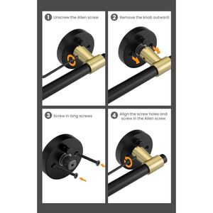 Set di 6 Maniglie per Porte Interne Nere e Oro, Maniglia a Leva per Privacy, Eleganti Maniglie Nere e Oro per Interni - Product Image 3