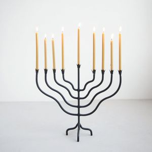 Modern Metal Menorah Candle Stand For Hanukkah Celebration Decorative Home Decor With Multiple Candle Holders - Product Image 4