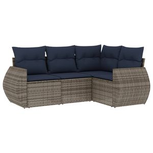 Ensemble de canapés de jardin en polyrotin gris 4 pièces avec coussins pour meubles de patio - Product Image 2