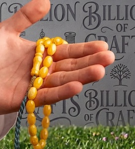 Handmade Resin Prayer Beads 33 Yellow Oval Beads Misbaha Islamic Tasbih Muslim Rosary Dhikr Zikr <b>Religious</b> Gift - Product Image 1