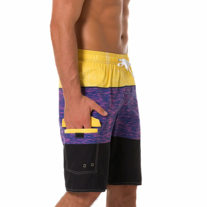 Shorts de plage dégradés bleus pour hommes avec poches, séchage rapide, taille élastique, décontractés, 100 % polyester - Product Image 2