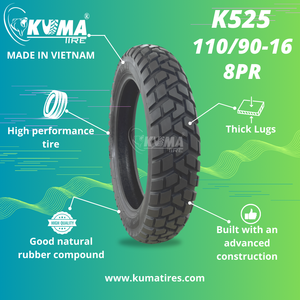 Neumático de motocicleta sin cámara KUMA K525 110/90-16 de alta resistencia para uso dual en carretera y desierto, ideal para el mercado egipcio. - Product Image 5