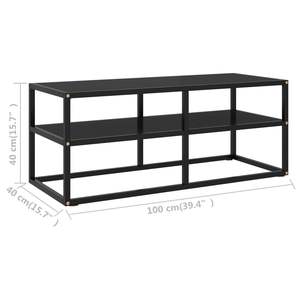 Meuble TV noir avec verre noir 39,4"x15,7"x15,7" - Product Image 6