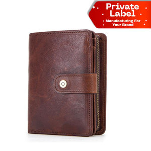 Cartera de Cuero Genuino Marrón Vintage para Hombre, Cartera Bifold de Bolsillo, Cartera Bifold de Cuero Crazy Horse al por Mayor, Cartera Duradera para Hombre - Product Image 1