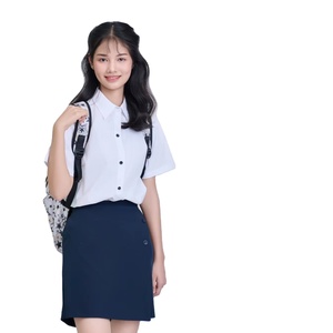 Chemise à manches courtes unisexe pour enfants de l'école primaire en tissu extensible tissé vietnamien FMF (bleu marine) 80% polyester - Product Image 1