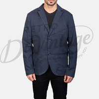 Blazer en coton bleu marine pour homme, coupe ajustée légère, décontracté, veste de sport, professionnel, respirant, veste d'été