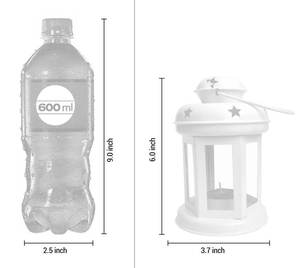 Decoración de linterna metálica con vela tipo tea light (10 cm x 10 cm x 15 cm, Blanco) - Product Image 4