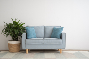 Canapé moderne deux places en tissu avec pieds en bois massif durable pour salon, chambre, hôtel, salle de séjour - Product Image 5