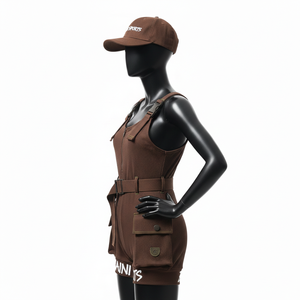 Maillot de bain une pièce côtelé en nylon et élasthanne pour femme avec poches cargo et ceinture, personnalisable avec logo - Product Image 3