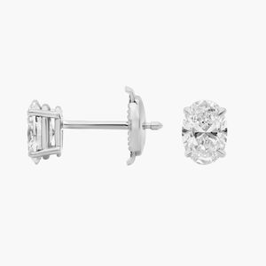 14K White Gold Oval Cut Lab Grown Diamond <b>Stud</b> <b>Earrings</b> - Product Image 3