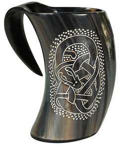 Tasse à bière artisanale en corne de bœuf naturelle, style viking rustique médiéval, meilleur prix - Product Image 4