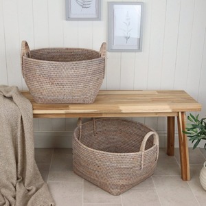 Purbeck Rattan Round <b>Wicker</b> <b>Storage</b> <b>Basket</b> Handmade Natural Rattan Modern Eco-Friendly Multifunction Artex Green Earth Hanoi - Product Image 3