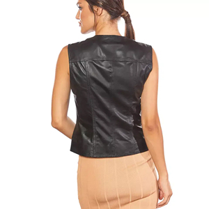 Nuevo Diseño 2026, Chaleco de Cuero para Mujer, Temporada Primavera-Otoño, con Bolsillos, Chaleco de Cuero de Alta Calidad para Mujer - Product Image 2