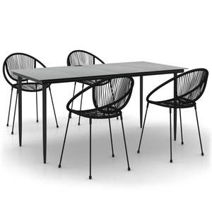 Juego de Comedor de 5 Piezas de Ratán de PVC Negro para Jardín - Product Image 2