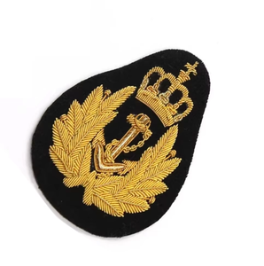 High Quality OEM Merchant Royal Hand Embroidery Gold Bullion Badge Crest Patch Customized Blazer Hat 3D Sew-On Shiny wire 2026 - Product Image 2