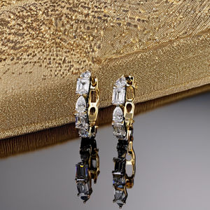 Elegant Multishape Lab Diamond <b>Hoop</b> <b>Earrings</b> and Lightweight Daily Wear Jewelry - Product Image 2