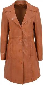Manteau long de luxe en cuir véritable pour femme 2026, coupe ajustée, doublure en coton respirant et écologique, broderie personnalisée, style vintage pour l'hiver - Product Image 2