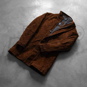Veste en daim marron classique pour homme avec capuche, manteau long décontracté et chaud doublé polaire pour l'hiver, vêtement d'extérieur élégant en daim - Product Image 2