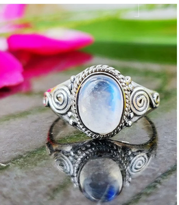 Moonstone Gemstone <b>Ring</b> <b>925</b> Sterling <b>Silver</b> Handmade <b>Ring</b> Jewelry For Her - Product Image 2