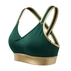 Soutien-gorge de sport Amkoor pour femme, vert olive, dos nageur, sans armatures, bonnet complet, en Spandex et Polyester, extensible dans les quatre sens, tricoté, séchage rapide - Product Image 5