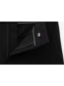 Ensemble 2 pièces pour femmes, short et pantalon large à fermeture éclair, noir uni, style minimaliste, toutes saisons, manches courtes, sans col, séchage rapide - Product Image 5