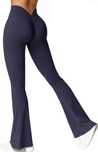 Wholesale 2025 Women's Scrunch <b>Flare</b> <b>Leggings</b> V Back Butt Lifting Wide Leg High Waist Gym Workout Yoga Quick Dry Sustainable - Product Image 5