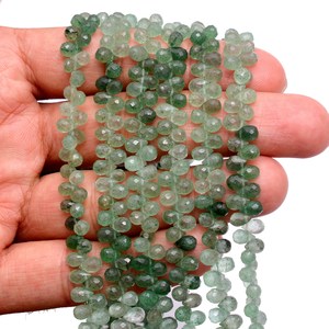 Perles de quartz fraise AAA 6x4mm facettées en forme de goutte, pierres précieuses semi-précieuses en quartz vert naturel, gouttes lâches pour bijoux - Product Image 5