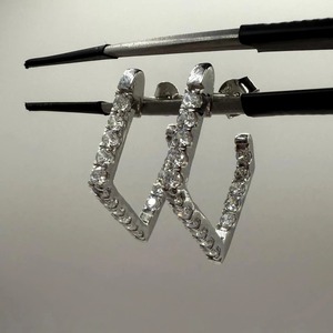 14K Solid White Gold 1.40ct Lab Grown Diamond Hoop <b>Earrings</b> Cut Geometric Minimalist Dangle Diamond <b>Earrings</b> for Gift Party - Product Image 2