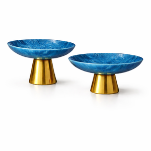 Bols décoratifs élégants en résine beige avec base dorée pour la décoration de la maison, centre de table, ensemble de bols en résine de luxe - Product Image 2