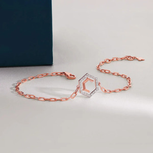 Textured Link Diamond <b>Bangle</b> <b>Bracelet</b> - Product Image 2