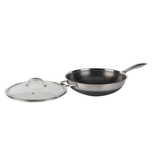 Wok traditionnel à fond rond en acier inoxydable résistant aux rayures avec poignée en bois, capacité de 20 L, pour tous les types de cuisinières - Product Image 6