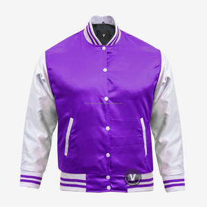 Chaqueta de satén de béisbol bordada personalizada al por mayor 100% chaquetas universitarias de bombardero de béisbol de satén personalizadas de poliéster/ - Product Image 1