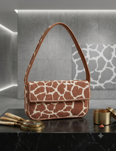 Women's <b>Canvas</b> Fold Over <b>Handbag</b> With Animal Print Single Strap Casual Flap Closure Daily Use Style - Product Image 5