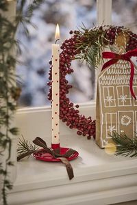 Christmas Candle <b>Holder</b> for Thin Taper <b>Candlestick</b> <b>Holder</b> Red Wedding Living Room Christmas Party Wreath Decoration - Product Image 2