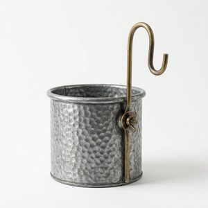 Handmade Galvanised Iron <b>Railing</b> <b>Planter</b> Hammered Zinc Hooks 16 cm for Any Rail for Home Decor Baskets Accessories - Product Image 1
