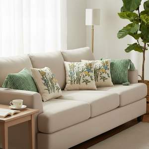 SOGA Juego de 5 Fundas de Almohada de Tela para Decoración del Hogar, Diseño Chevron Verde con Borlas y Estampado Botánico, Modelo D0100X3N6N2 - Product Image 2