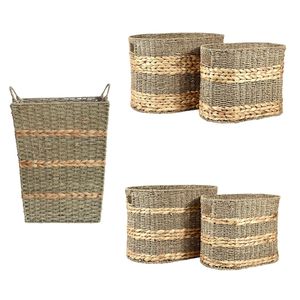 SWIRLED BELT Eco-Friendly Seagrass & Hyacinth Multifunctional Storage Basket Laundry <b>Hamper</b> - Product Image 1