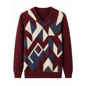 Pull pour homme en laine mélangée, épais et texturé, couleur crème blanc cassé, col rond, manches longues, chaud et pur. - Product Image 4