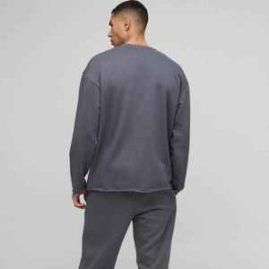 Sweat-shirt à col rond pour homme, coupe classique, tricoté, manches longues, avec poche, style décontracté, pull-over uni, style automne - Product Image 2