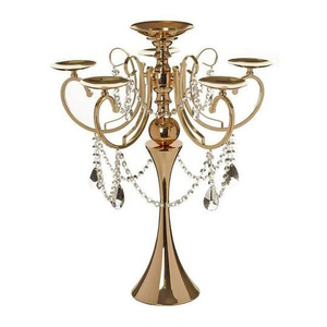 Designer Gold Metal Pillar Candle Stand with Elegant Structure for High End Wedding Centerpiece and Hotel Decor - Product Image 1